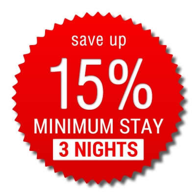 Minimum Stay 3 nights > save up 15%!