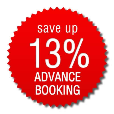 Book in Advance > save up 13%!